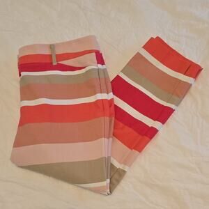 New York & Company Womens 10 Multicolor Striped Stretch Pants Button Zip